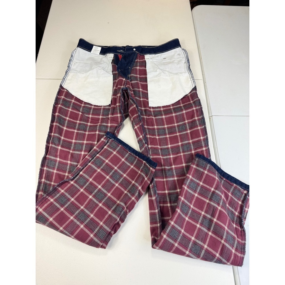 Dickies Style Blue Denim Carpenter Pants with Plaid Interior 4RG‎ - Picture 5 of 10